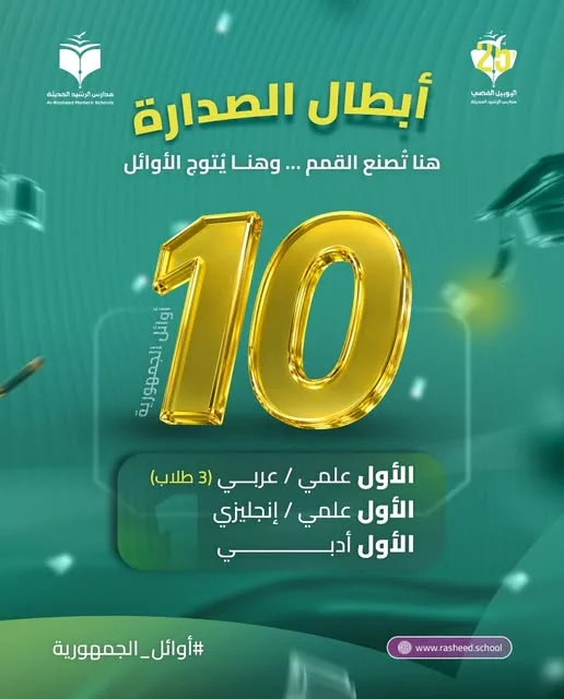 مدارس الرشيد تحتفي بإنجازات طلابها: 10 من أوائل الجمهورية يؤكدون ريادتها التعليمية