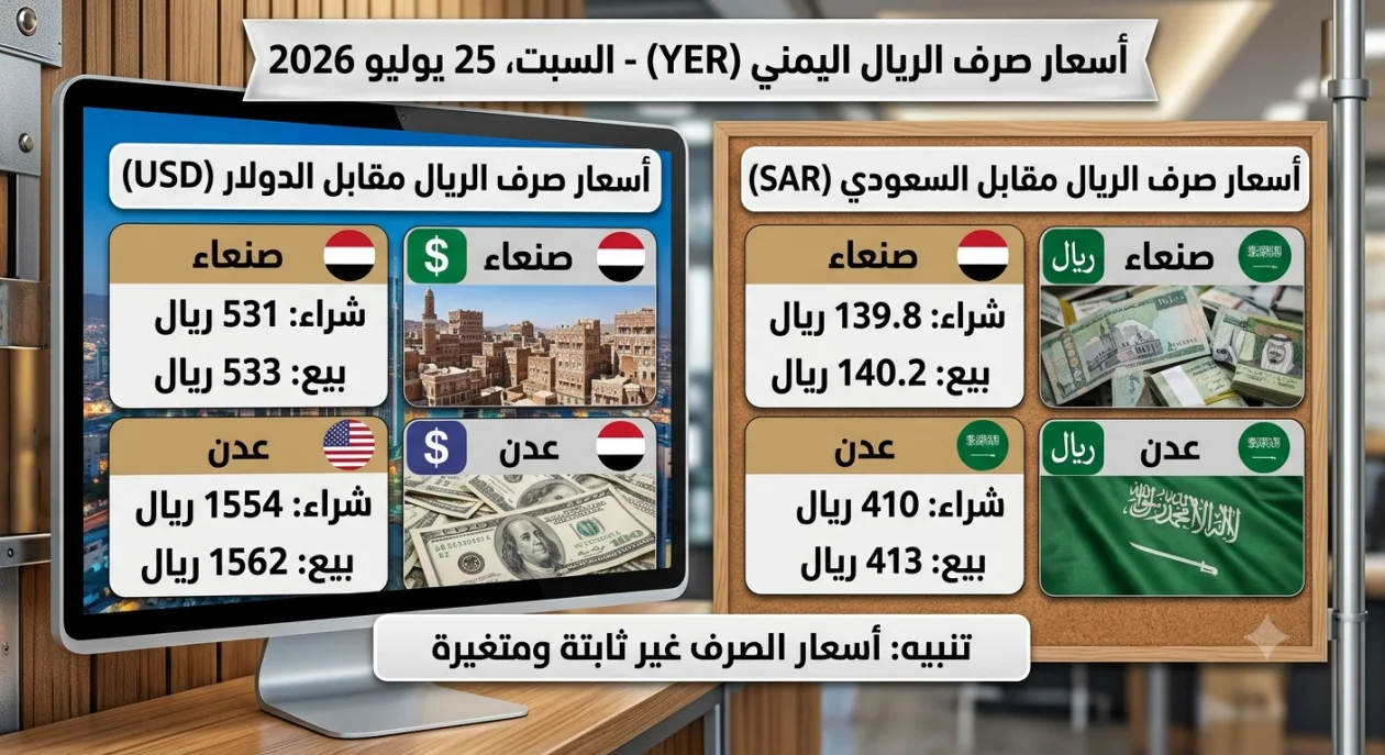 تحديث أسعار صرف الريال اليمني أمام العملات الأجنبية اليوم السبت